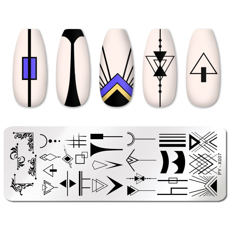 PICT YOU Nail Stamping Plates Line Pictures Nail Art Plate Stainless Steel Design Stamp Template for Printing Stencil Tools