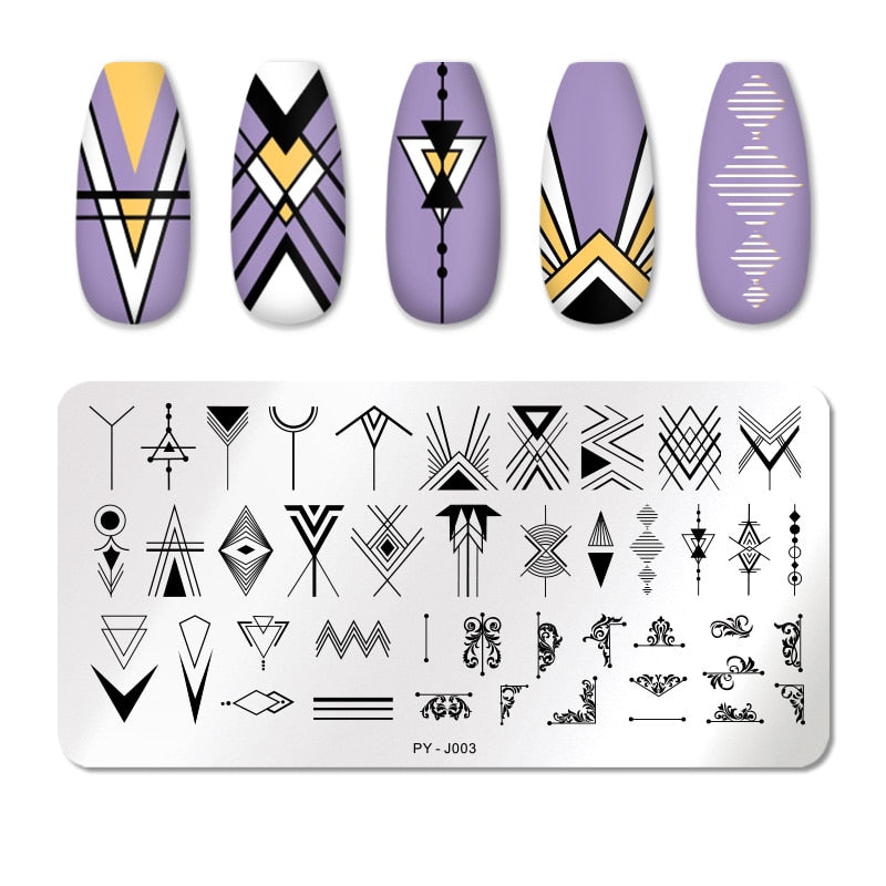 PICT YOU Nail Stamping Plates Line Pictures Nail Art Plate Stainless Steel Design Stamp Template for Printing Stencil Tools