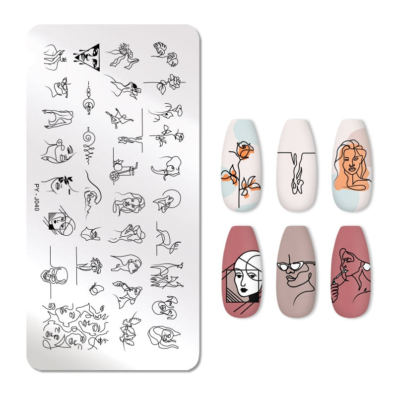 PICT YOU Nail Stamping Plates Line Pictures Nail Art Plate Stainless Steel Design Stamp Template for Printing Stencil Tools