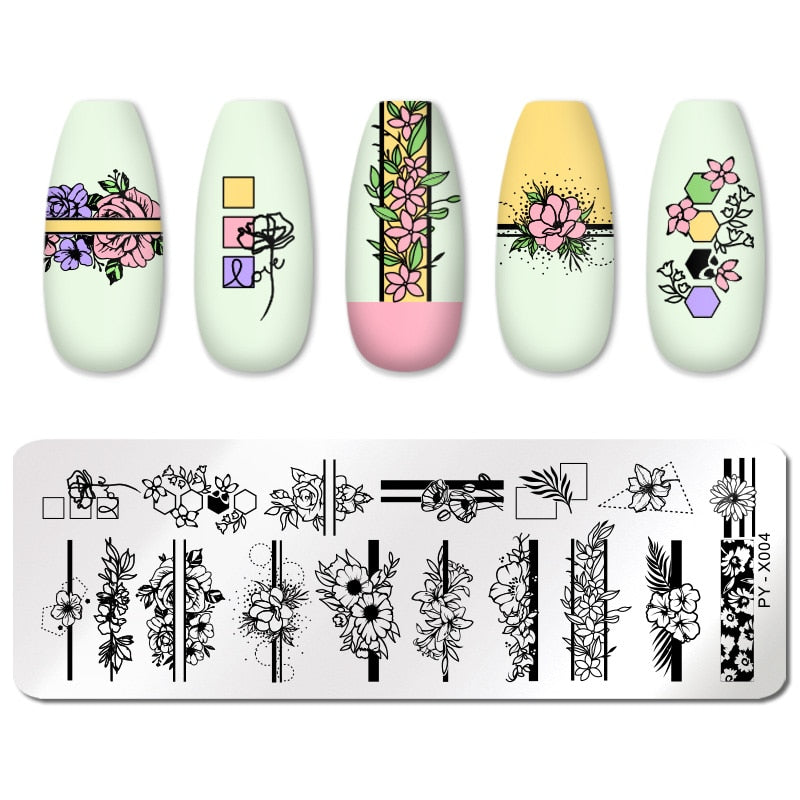 PICT YOU Nail Stamping Plates Line Pictures Nail Art Plate Stainless Steel Design Stamp Template for Printing Stencil Tools