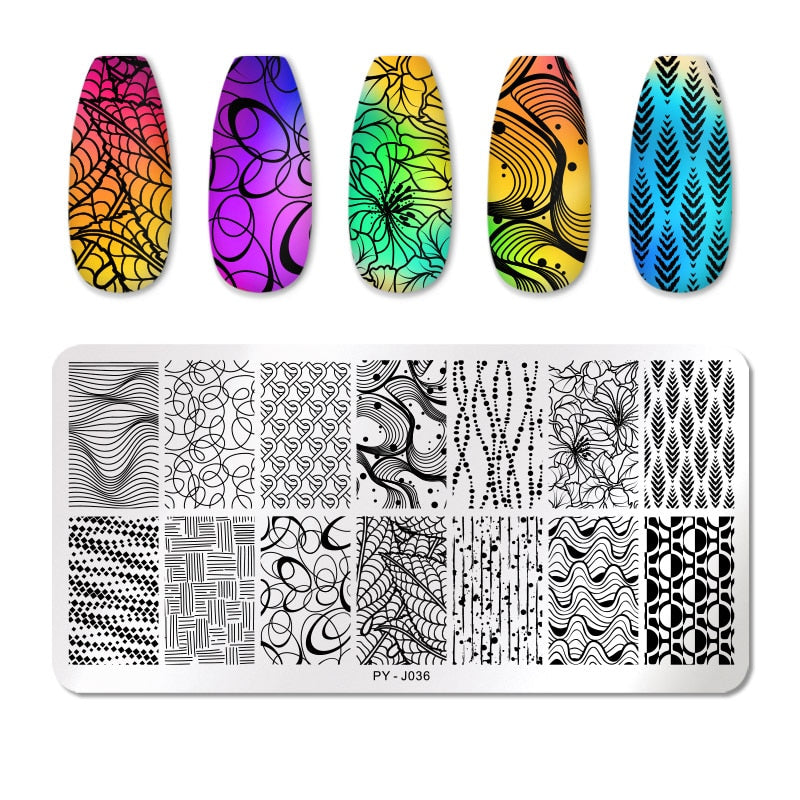 PICT YOU Nail Stamping Plates Line Pictures Nail Art Plate Stainless Steel Design Stamp Template for Printing Stencil Tools