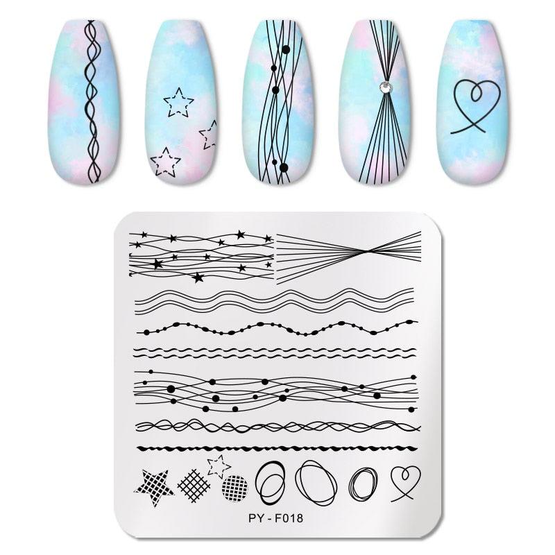 PICT YOU Nail Stamping Plates Line Pictures Nail Art Plate Stainless Steel Design Stamp Template for Printing Stencil Tools