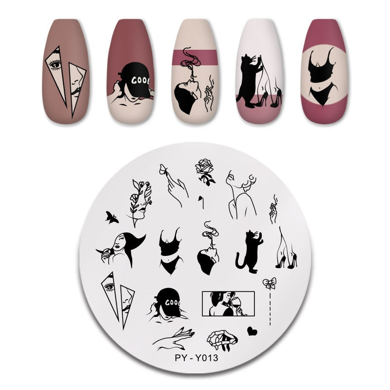 PICT YOU Nail Stamping Plates Line Pictures Nail Art Plate Stainless Steel Design Stamp Template for Printing Stencil Tools