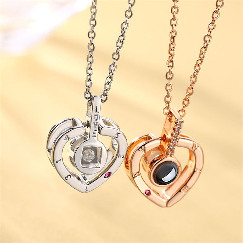 Letter Necklace 100 Languages I Love You Projection Pendant Necklace Women Jewelry Collier Femme Bijoux 2019 Best Friends Gifts