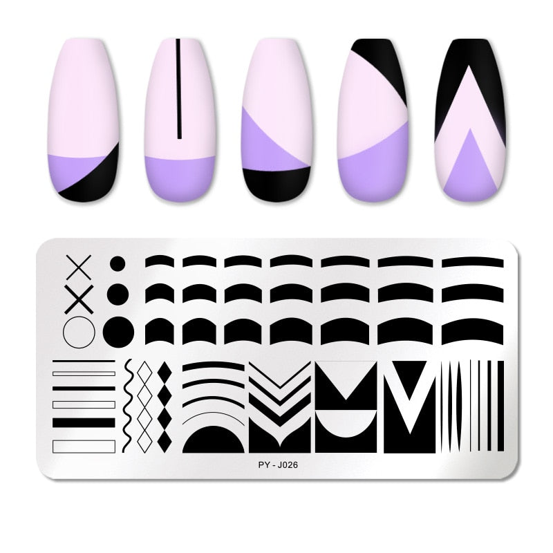 PICT YOU Nail Stamping Plates Line Pictures Nail Art Plate Stainless Steel Design Stamp Template for Printing Stencil Tools