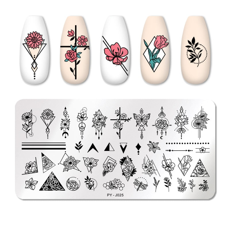 PICT YOU Nail Stamping Plates Line Pictures Nail Art Plate Stainless Steel Design Stamp Template for Printing Stencil Tools