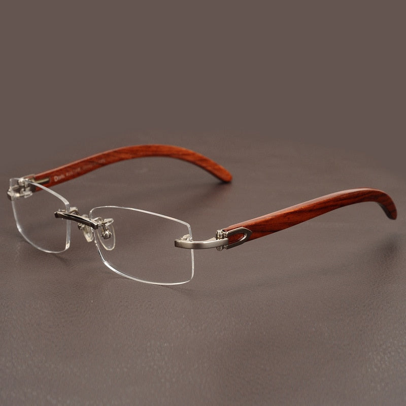 Rimless Wooden Gold Glasses Frame Men Light Weight Optical Rim Eyeglasses frames brand designer Prescription Myopia spectacles