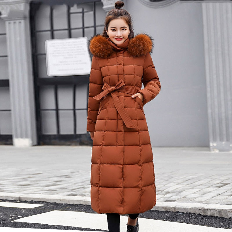 X-Long 2021 New Arrival Fashion Slim Women Winter Jacket Cotton Padded Warm Thicken Ladies Coat Long Coats Parka Womens Jackets