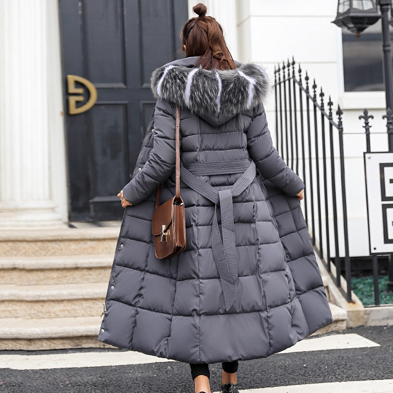 X-Long 2021 New Arrival Fashion Slim Women Winter Jacket Cotton Padded Warm Thicken Ladies Coat Long Coats Parka Womens Jackets