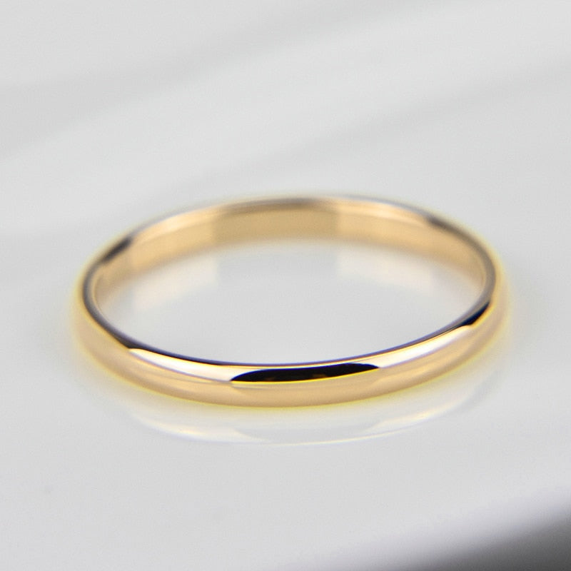 Letdiffery Smooth Stainless Steel Couple Rings Gold Simple 4MM Women Men Lovers Wedding Jewelry Engagement Gifts