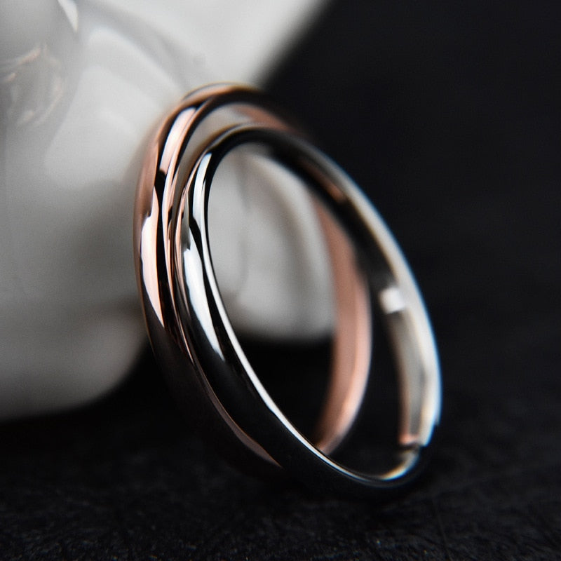 Letdiffery Smooth Stainless Steel Couple Rings Gold Simple 4MM Women Men Lovers Wedding Jewelry Engagement Gifts