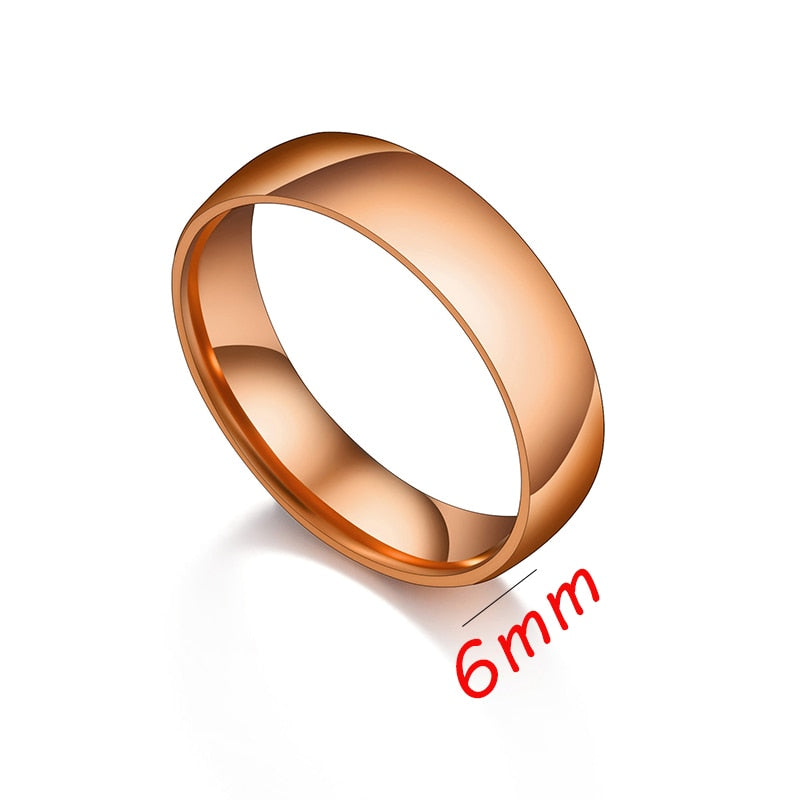 Letdiffery Smooth Stainless Steel Couple Rings Gold Simple 4MM Women Men Lovers Wedding Jewelry Engagement Gifts