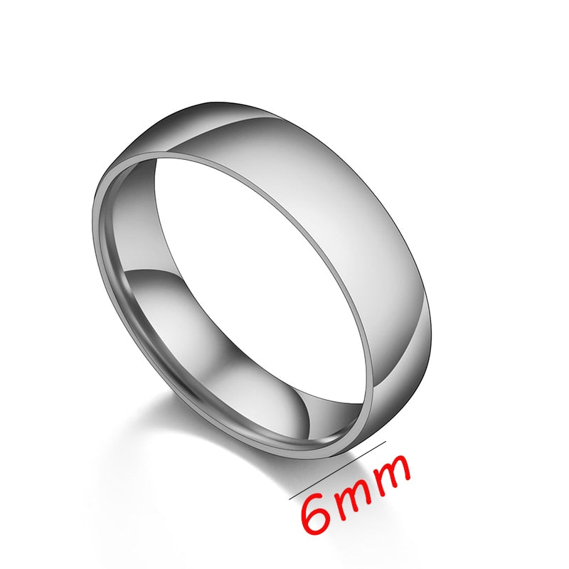 Letdiffery Smooth Stainless Steel Couple Rings Gold Simple 4MM Women Men Lovers Wedding Jewelry Engagement Gifts