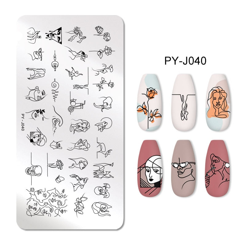 PICT YOU Nail Stamping Plates Line Pictures Nail Art Plate Stainless Steel Design Stamp Template for Printing Stencil Tools