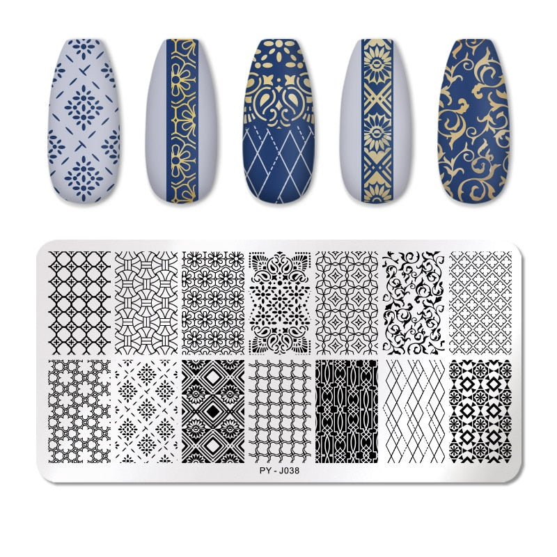 PICT YOU Nail Stamping Plates Line Pictures Nail Art Plate Stainless Steel Design Stamp Template for Printing Stencil Tools