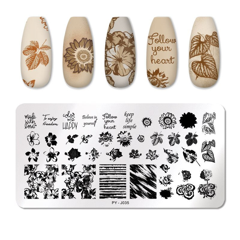 PICT YOU Nail Stamping Plates Line Pictures Nail Art Plate Stainless Steel Design Stamp Template for Printing Stencil Tools