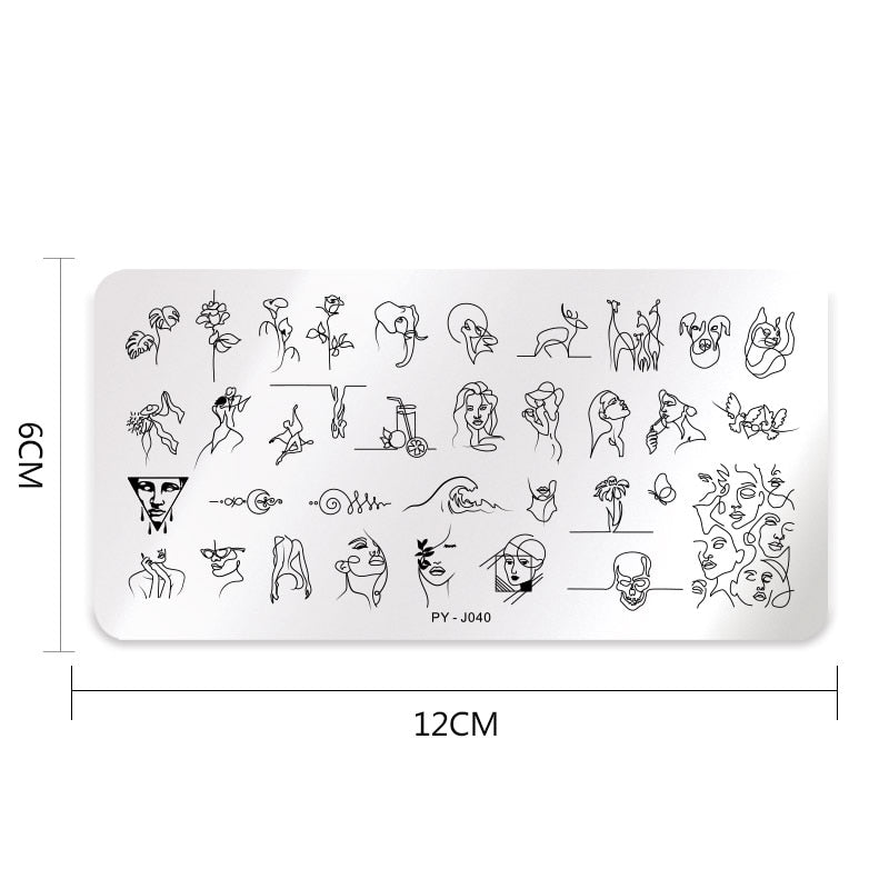 PICT YOU Nail Stamping Plates Line Pictures Nail Art Plate Stainless Steel Design Stamp Template for Printing Stencil Tools