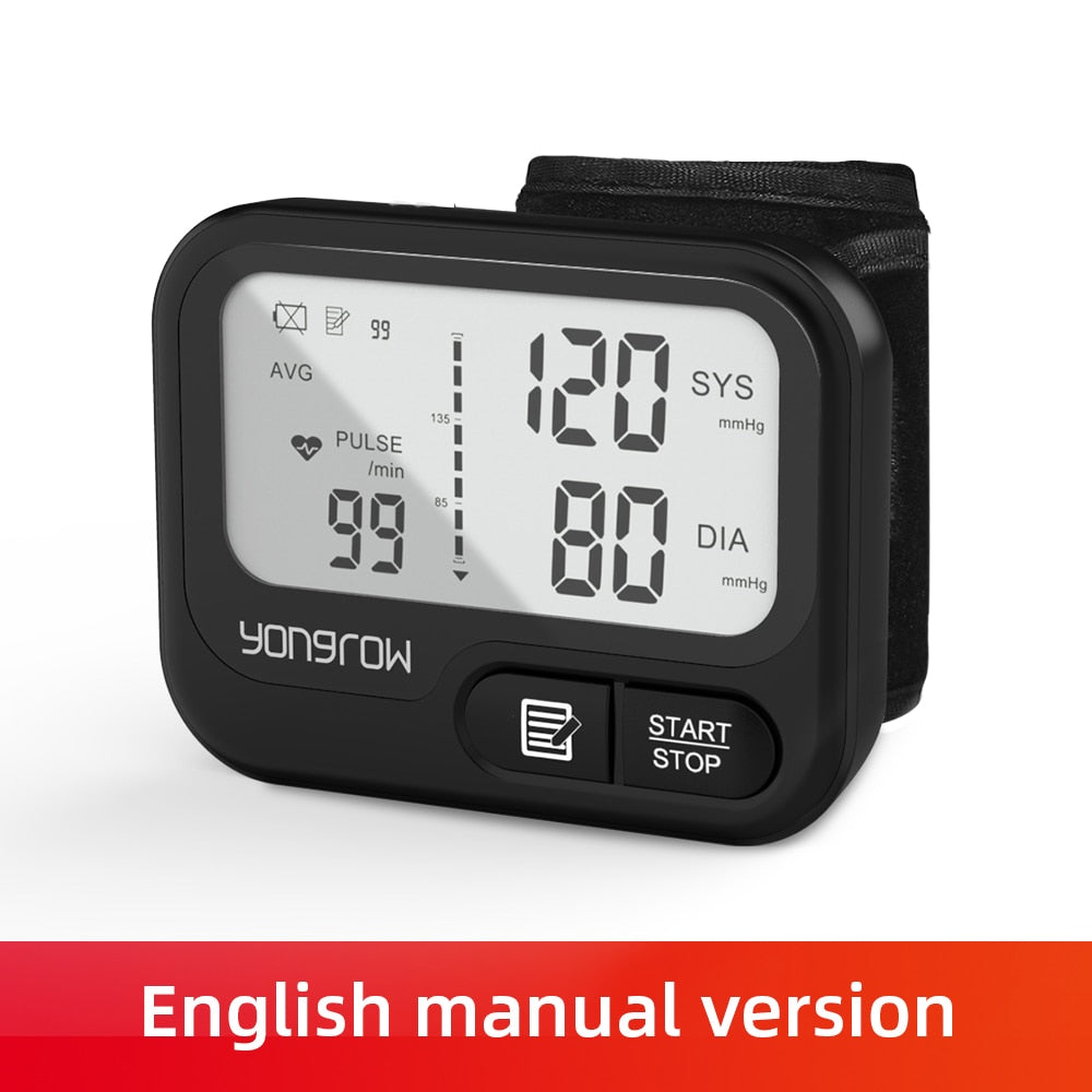 Yongrow Automatic Digital Wrist Blood Pressure Monitor Sphygmomanometer Tonometer Tensiometer Heart Rate Pulse Meter BP Monitor